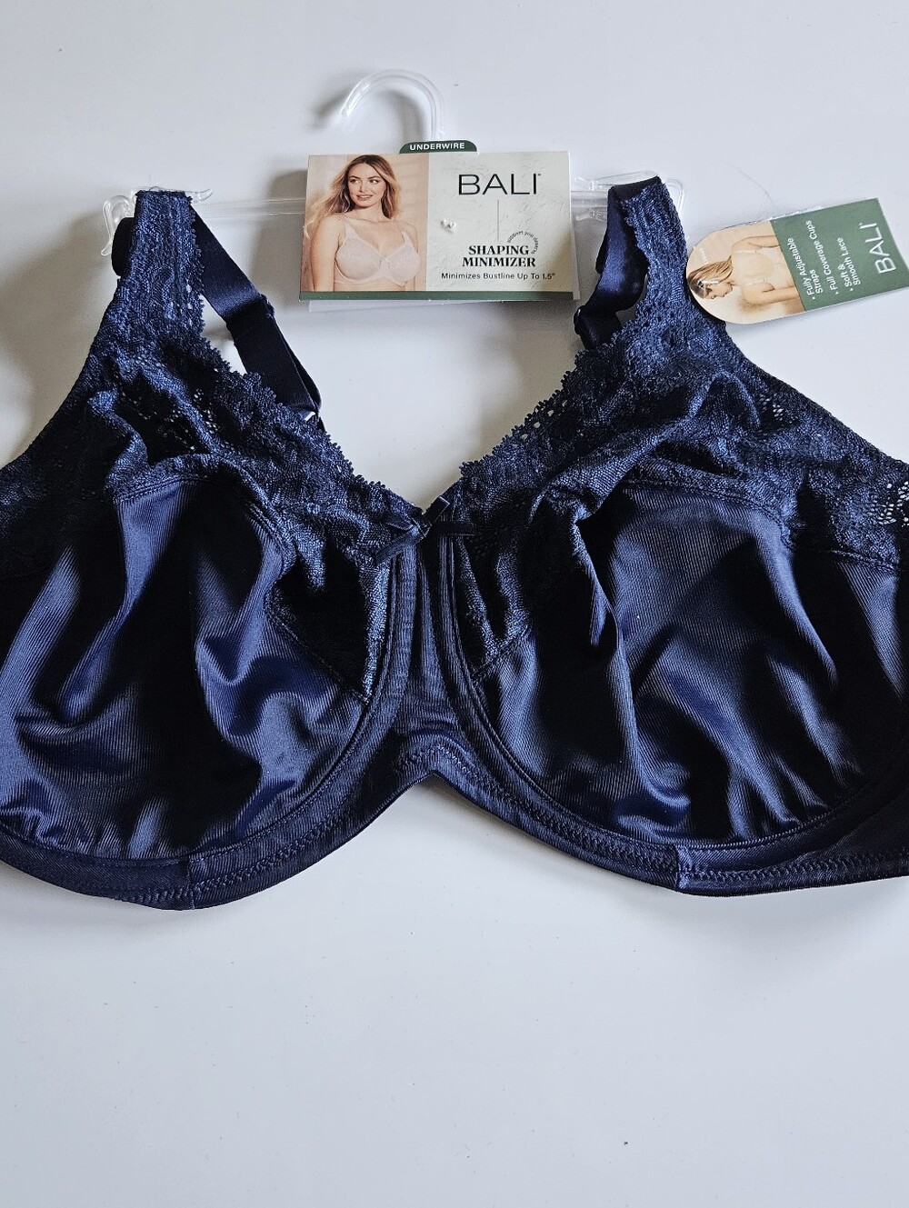 Bali Navy Blue Shaping Minimizer Underwire Support Bra 0428 Size 42D